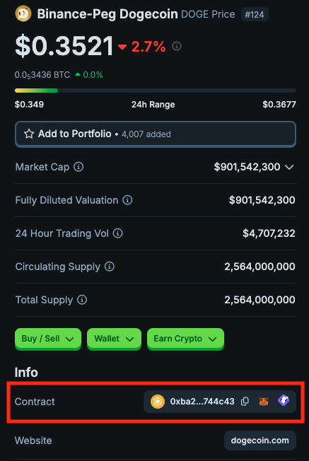A visual representation of a contract address in crypto, showing a unique string of letters and numbers on the Ethereum blockchain.